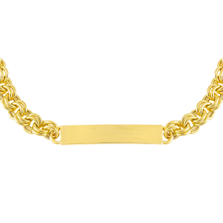 Gold Engraved Hollow Rounded Rolo Bar Chain Choker - Adina Eden's Jewels