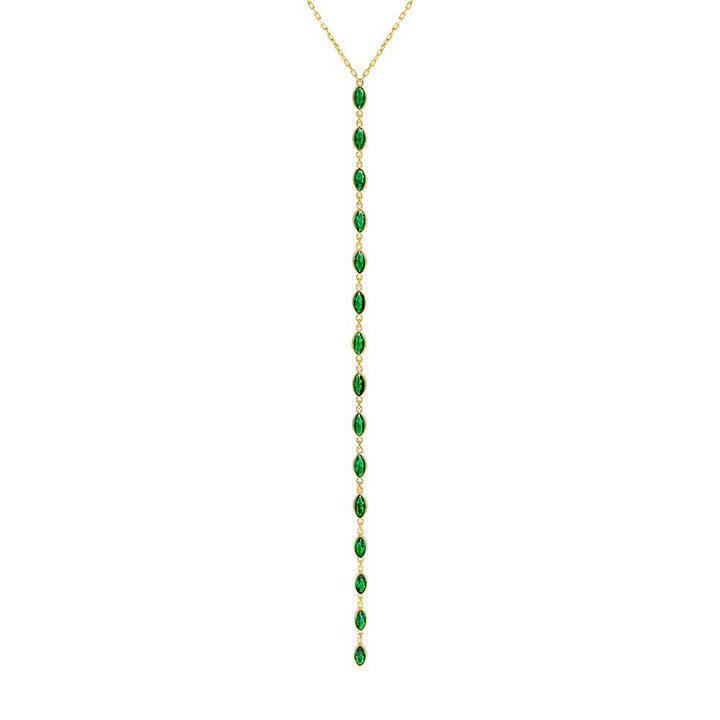 Emerald Green Multi Marquise CZ Lariat Necklace - Adina Eden's Jewels