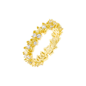 Gold / 6 Multi Shape Stone Shape Eternity Band - Adina Eden's Jewels