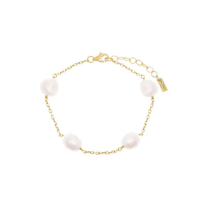 Pearl White Large Pearl Chain Bracelet - Adina Eden's Jewels