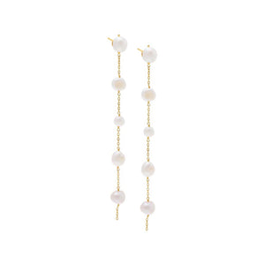 Pearl White Large Pearl Chain Drop Stud Earring - Adina Eden's Jewels