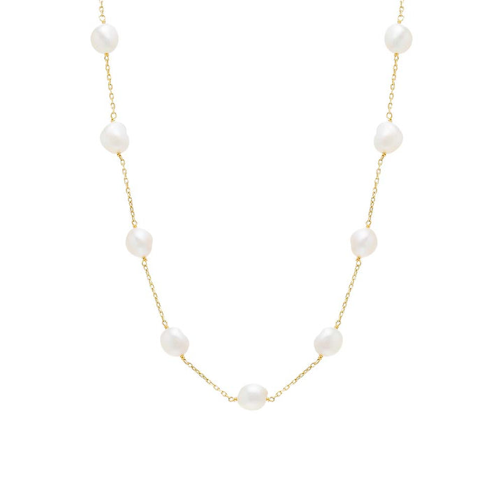 Pearl White Large Pearl Chain Necklace - Adina Eden's Jewels