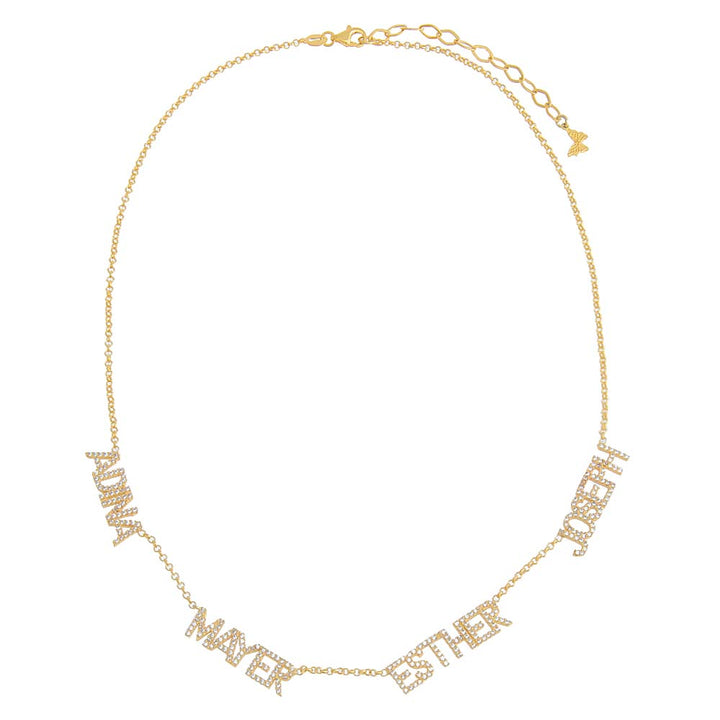  Multi Pavé Block Nameplate Chain Necklace - Adina Eden's Jewels