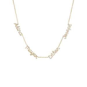 Gold Multi Pavé Script Nameplate Chain Necklace - Adina Eden's Jewels