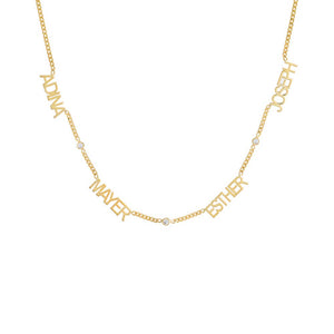 Gold CZ Cuban Multi Namplate Necklace - Adina Eden's Jewels