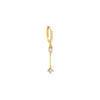 Gold / Single Marquise X Solitaire Drop Chain Huggie Earring - Adina Eden's Jewels