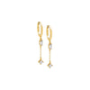 Gold / Pair Marquise X Solitaire Drop Chain Huggie Earring - Adina Eden's Jewels