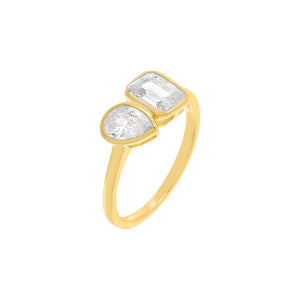 Gold / 6 Teardrop X Emerald Bezel-Set Ring - Adina Eden's Jewels