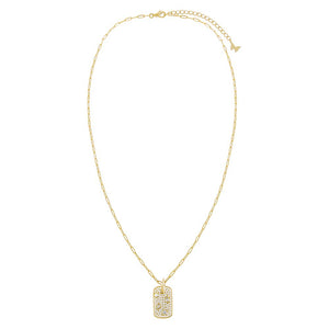  Multi Shape CZ Stone Dog Tag Necklace - Adina Eden's Jewels