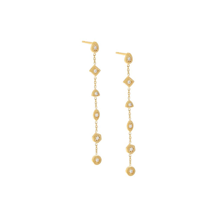 14K Gold / Pair Diamond Multishape Drop Down Stud Earring 14K - Adina Eden's Jewels