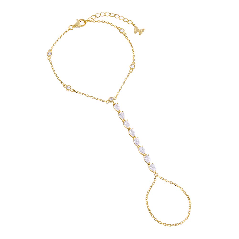 Gold Teardrop Hand Chain - Adina Eden's Jewels