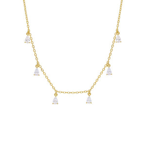 Gold Dangling Multi Teardrop Necklace - Adina Eden's Jewels