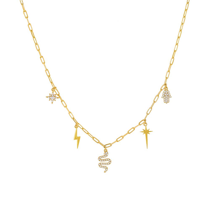 Gold Charm Link Necklace - Adina Eden's Jewels