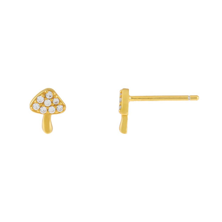 Gold CZ Mushroom Stud Earring - Adina Eden's Jewels