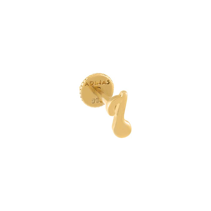 14K Gold / Single Music Note Threaded Stud Earring 14K - Adina Eden's Jewels