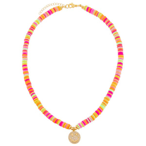  CZ Smiley Face Neon Bead Necklace - Adina Eden's Jewels