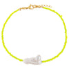 Neon Yellow Baroque Pearl Color Beaded Anklet - Adina Eden's Jewels