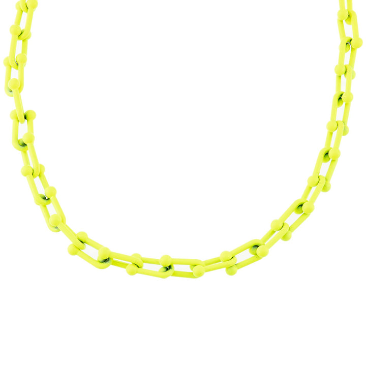 Neon Yellow Enamel U Chain Necklace - Adina Eden's Jewels