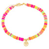 Multi-Color Neon Multi Color Bead Smiley Face Anklet - Adina Eden's Jewels
