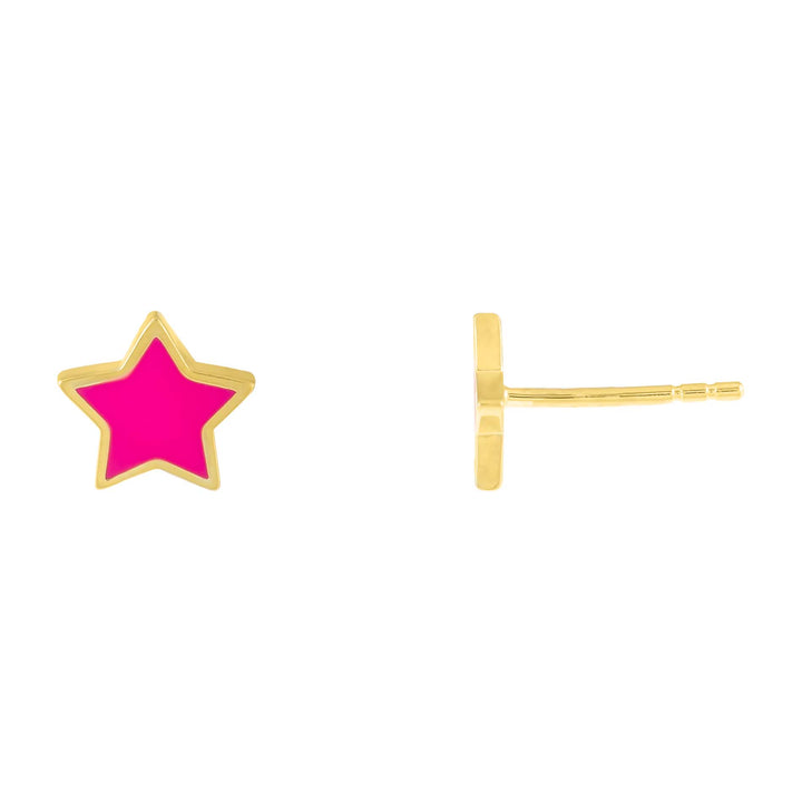 Neon Pink Enamel Star Stud Earring - Adina Eden's Jewels