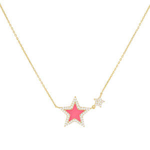 Neon Pink CZ Neon Star Necklace - Adina Eden's Jewels