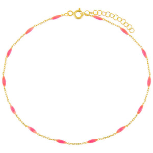 Neon Pink Neon Pink Enamel Bead Anklet - Adina Eden's Jewels