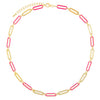  Pink Enamel Oval Link Necklace - Adina Eden's Jewels