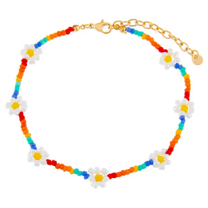  Multi Color Flower Beaded Anklet - Adina Eden's Jewels