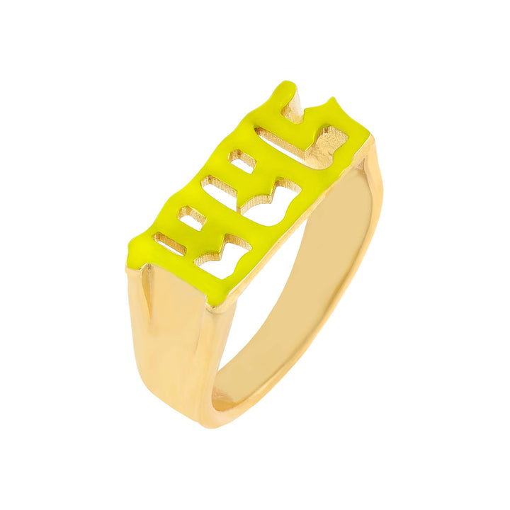 Neon Yellow / 5 Enamel Year Ring - Adina Eden's Jewels