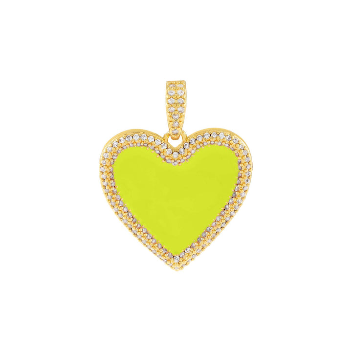 Yellow Pavé Enamel Heart Charm - Adina Eden's Jewels