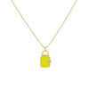 Neon Yellow CZ Enamel Lock Charm Necklace - Adina Eden's Jewels