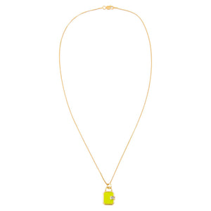  CZ Enamel Lock Charm Necklace - Adina Eden's Jewels