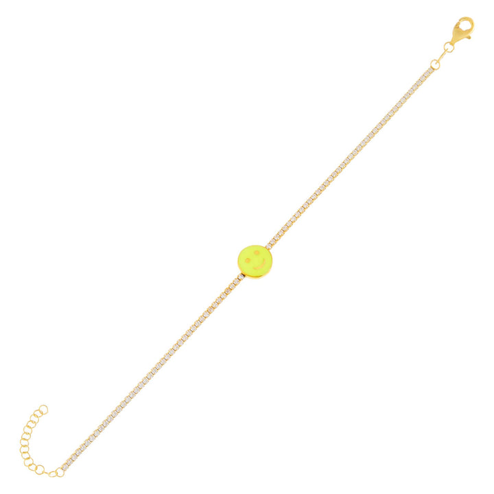Neon Yellow Neon Smiley Face Tennis Bracelet - Adina Eden's Jewels