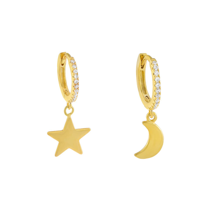 Gold Pavé Celestial Huggie Earring - Adina Eden's Jewels