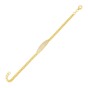 Gold Oval Pavé Bar Chain Bracelet - Adina Eden's Jewels