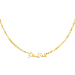 Gold / New York Gothic City Nameplate Necklace - Adina Eden's Jewels