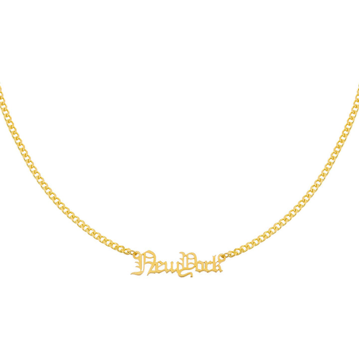 Gold / New York Gothic City Nameplate Necklace - Adina Eden's Jewels