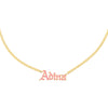 Sapphire Pink Enamel Gothic Nameplate Necklace - Adina Eden's Jewels