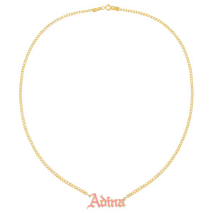  Enamel Gothic Nameplate Necklace - Adina Eden's Jewels