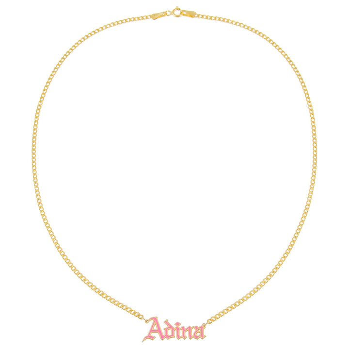 Enamel Gothic Nameplate Necklace - Adina Eden's Jewels