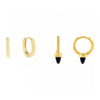 Gold Onyx Huggie Earring Combo Set - Adina Eden's Jewels