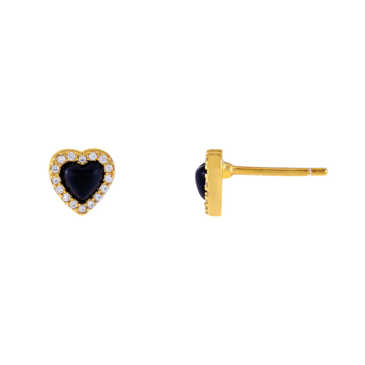 Onyx CZ Mini Heart Stud Earring - Adina Eden's Jewels