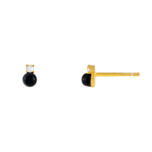 Onyx CZ Onyx Double Stone Stud Earring - Adina Eden's Jewels
