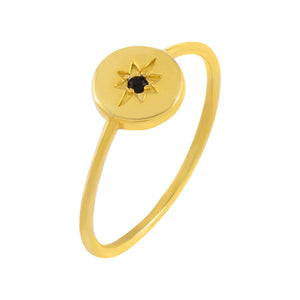 Onyx / 3 CZ Onyx Starburst Pinky Ring - Adina Eden's Jewels