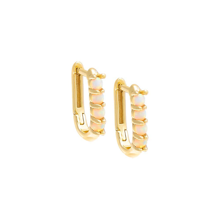 Gold Oval Opal Huggie Earring - Adina Eden's Jewels