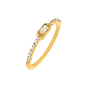 Gold / 6 CZ Opal Baguette Ring - Adina Eden's Jewels