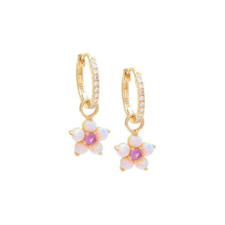 Opal Pavé Opal Flower Huggie Earring - Adina Eden's Jewels