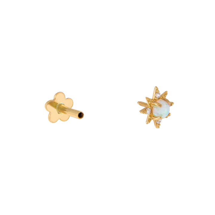  CZ Opal Starburst Threaded Stud Earring 14K - Adina Eden's Jewels