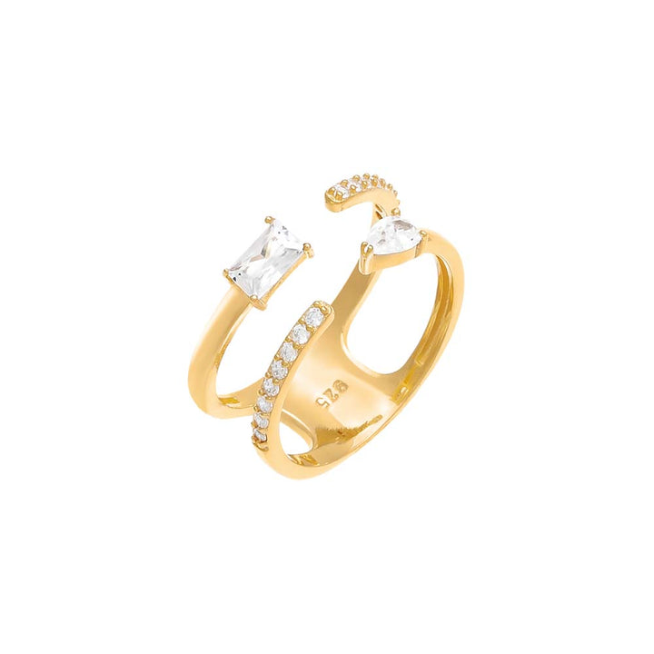 Gold / 7 Colored Multi-Shape Open Enamel Ring - Adina Eden's Jewels