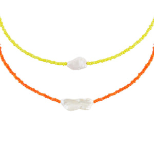 Orange 2 Piece Baroque Bead Choker Combo Set - Adina Eden's Jewels